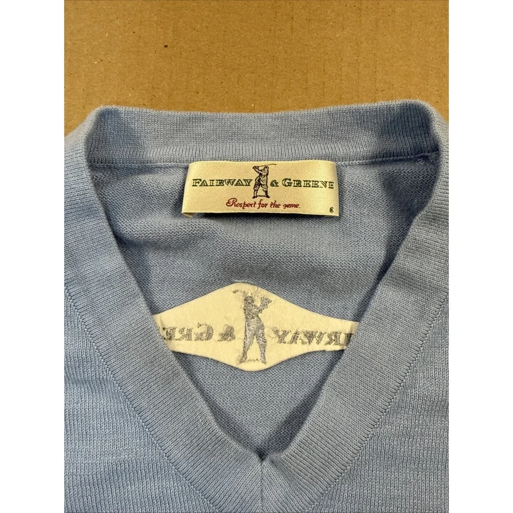 Fairway & Greene Sweater Blue Wool V Neck Golf, See Measurement Photos‎